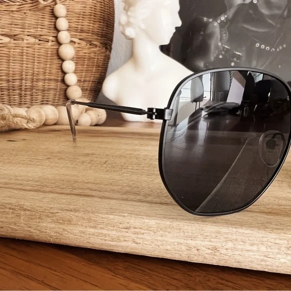 MATTE BLACK RIMMED SUNGLASSES #0308 - Picture 5 of 7